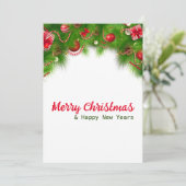 Cartes Pour Fêtes Annuelles Couronne de Noël et ampoules rouges, et cadeaux  (Debout devant)