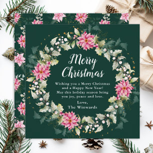 Cartes Pour Fêtes Annuelles Couronne de Noël Euphorbe Rose Joyeux Noël