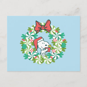 Cartes Pour Fêtes Annuelles Couronne de Noël festive à la menthe poivrée