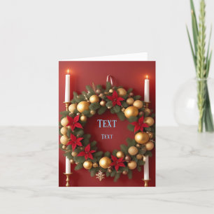Cartes Pour Fêtes Annuelles Couronne de Noël festive avec décorations de bougi