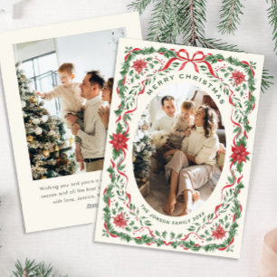 Cartes Pour Fêtes Annuelles Couronne de Noël funky fantaisiste à ruban rouge 2