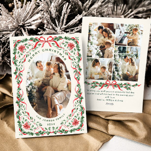 Cartes Pour Fêtes Annuelles Couronne de Noël funky fantaisiste à ruban rouge 5