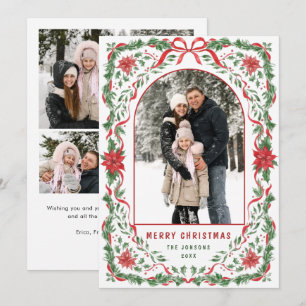 Cartes Pour Fêtes Annuelles Couronne de Noël funky fantaisiste avec ruban roug