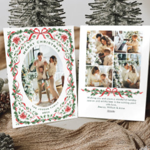 Cartes Pour Fêtes Annuelles Couronne de Noël funky fantaisiste avec ruban roug