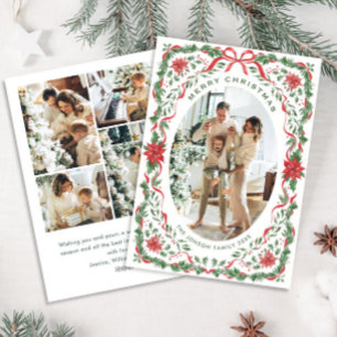 Cartes Pour Fêtes Annuelles Couronne de Noël funky fantaisiste avec ruban roug