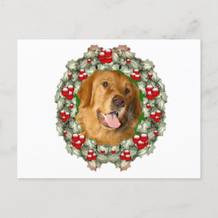 Cartes Pour Fêtes Annuelles Couronne de Noël Golden Retriever