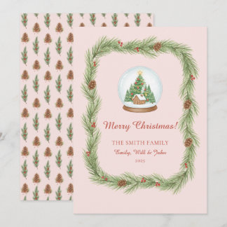 Cartes Pour Fêtes Annuelles Couronne de Noël grandmillennial & cône de pin
