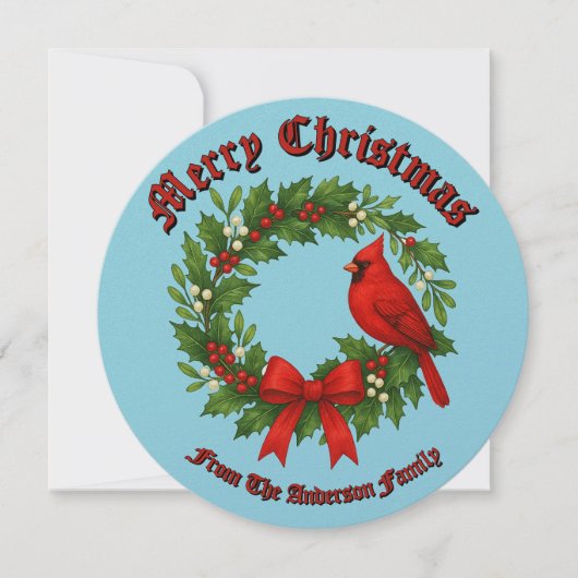 Cartes Pour Fêtes Annuelles Couronne de Noël Holly Mistletoe Bird Bow (Devant)