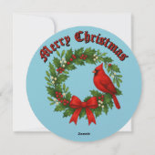 Cartes Pour Fêtes Annuelles Couronne de Noël Holly Mistletoe Bird Bow (Dos)