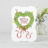 Cartes Pour Fêtes Annuelles Couronne de Noël Joyeuse et Lumineuse (Debout devant)