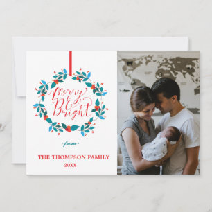Cartes Pour Fêtes Annuelles Couronne de Noël Joyeuse et Lumineuse 4 photos Col