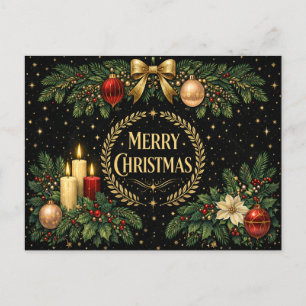 Cartes Pour Fêtes Annuelles Couronne de Noël luxueuse en or Art Déco