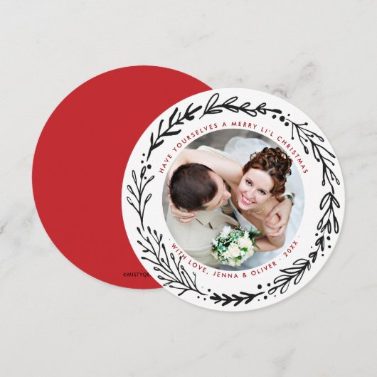 Cartes Pour Fêtes Annuelles Couronne de Noël Mariés et Joyeux (Devant / Derrière)