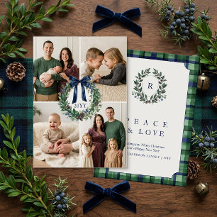 Cartes Pour Fêtes Annuelles Couronne de Noël multi-photo Héritage Luxe