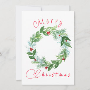 Cartes Pour Fêtes Annuelles Couronne de Noël personnalisée aquarelle