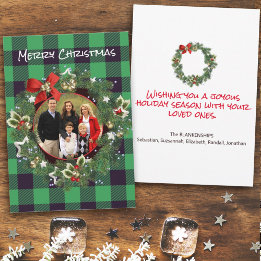Cartes Pour Fêtes Annuelles Couronne de Noël personnalisée avec plaid de Buffa