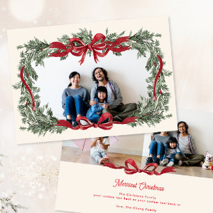 Cartes Pour Fêtes Annuelles Couronne de Noël personnalisée avec ruban rouge 3
