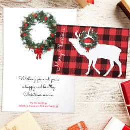 Cartes Pour Fêtes Annuelles Couronne de Noël personnalisée pour élans à carrea