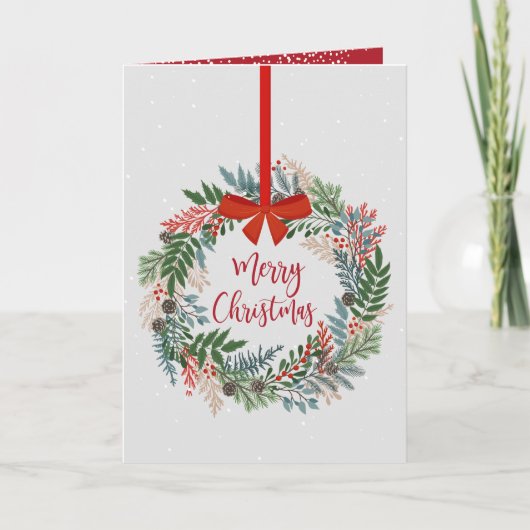 Cartes Pour Fêtes Annuelles Couronne de Noël pliée (Devant)