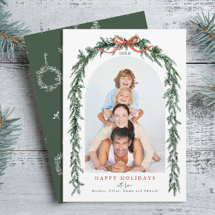 Cartes Pour Fêtes Annuelles Couronne de Noël rustique en photo avec une arche 