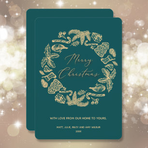 Cartes Pour Fêtes Annuelles Couronne de Noël sur la non-photo Turquoise