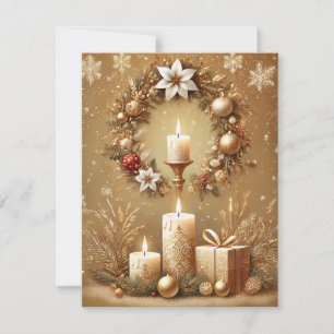 Cartes Pour Fêtes Annuelles Couronne de Noël vintage avec bougies et ornement