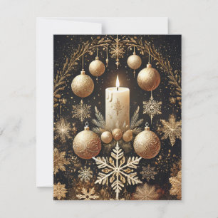 Cartes Pour Fêtes Annuelles Couronne de Noël vintage avec bougies et ornement