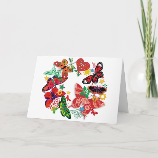 Cartes Pour Fêtes Annuelles 'Couronne de papillon' (Devant)