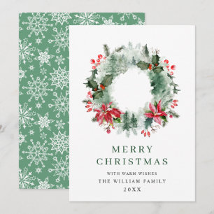 Cartes Pour Fêtes Annuelles Couronne de paysage houx baie pin forêt Noël