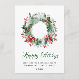 Cartes Pour Fêtes Annuelles Couronne de paysage houx baie pin forêt Noël