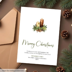 Cartes Pour Fêtes Annuelles Couronne de pin aquarelle festive Joyeux Noël