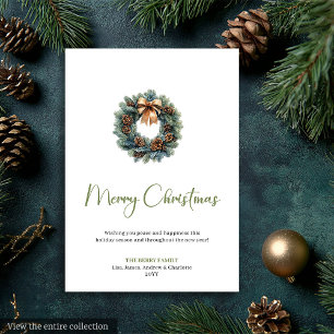 Cartes Pour Fêtes Annuelles Couronne de pin rustique boho neutre pour les vœux