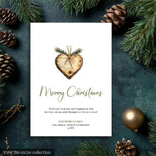 Cartes Pour Fêtes Annuelles Couronne de pin terreuse Boho Cozy pour voeux de N