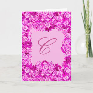 Cartes Pour Fêtes Annuelles Couronne de Poinsettia avec monogramme, rose Fuchs