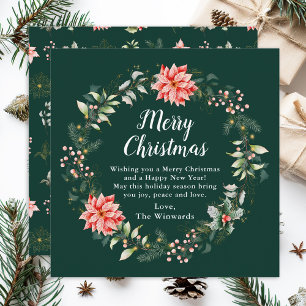 Cartes Pour Fêtes Annuelles Couronne de poinsettia rouge Joyeux Noël