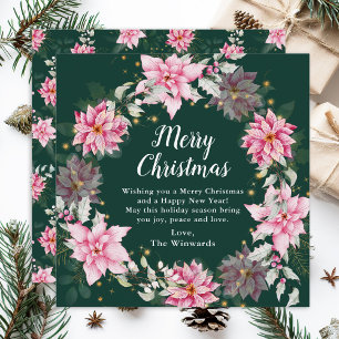 Cartes Pour Fêtes Annuelles Couronne de poinsettias roses Joyeux Noël