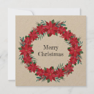 Cartes Pour Fêtes Annuelles Couronne de poinsettias rouges