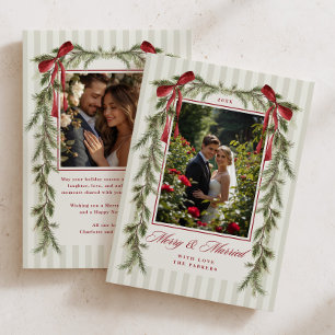 Cartes Pour Fêtes Annuelles Couronne de ruban rouge Evergreen pour photo de ma