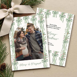 Cartes Pour Fêtes Annuelles Couronne de ruban vert sauge pour révélation de bé