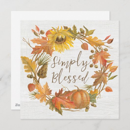Cartes Pour Fêtes Annuelles Couronne de Thanksgiving - Simplement Bénie (Devant / Derrière)