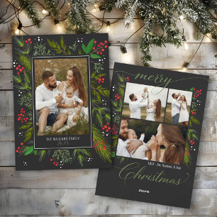 Cartes Pour Fêtes Annuelles Couronne de verdure grise élégante de Noël 4 Photo