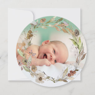 Cartes Pour Fêtes Annuelles couronne délicate à l'aquarelle automne nouveau bé