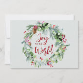 Cartes Pour Fêtes Annuelles Couronne d'hiver aquarelle 'Joie au Monde' (Devant)