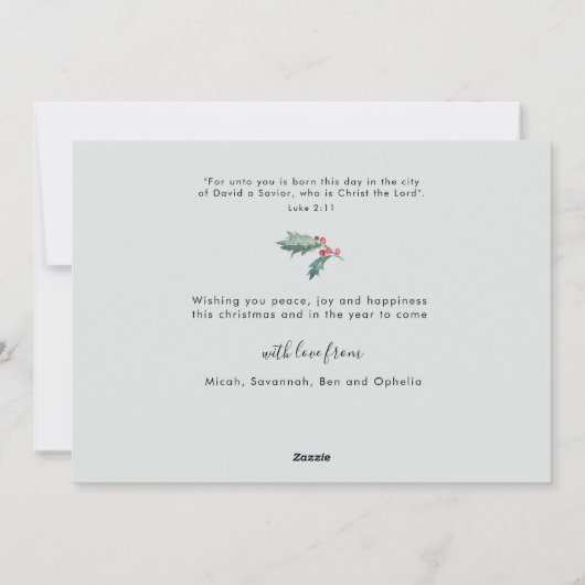 Cartes Pour Fêtes Annuelles Couronne d'hiver aquarelle 'Joie au Monde' (Dos)