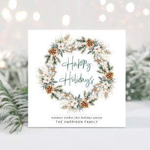 Cartes Pour Fêtes Annuelles Couronne d'hiver élégante aquarelle Noël