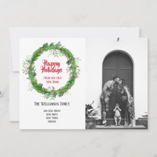 Cartes Pour Fêtes Annuelles Couronne d'hiver Nouvelle maison pour les vacances