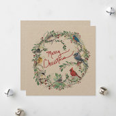Cartes Pour Fêtes Annuelles Couronne d'oiseaux de fêtes Joyeux Noël