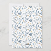 Cartes Pour Fêtes Annuelles Couronne élégante à l'aquarelle de verdure bleue (Dos)