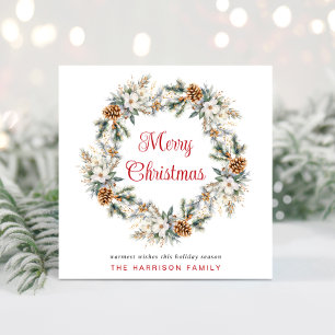 Cartes Pour Fêtes Annuelles Couronne élégante aquarelle Joyeux Noël
