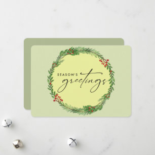 Cartes Pour Fêtes Annuelles Couronne élégante de verdure hivernale Entreprise